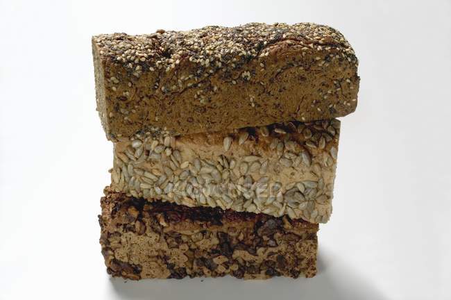 Stacked wholemeal loaves — Stock Photo
