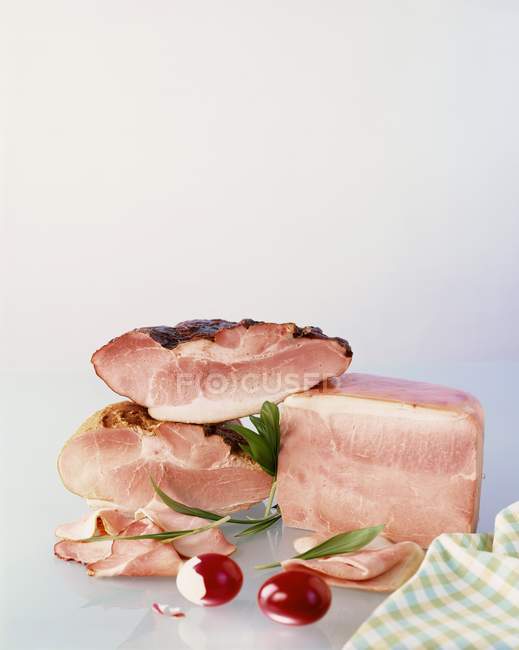 Pieces of cooked ham — Stock Photo