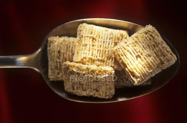 Cucharada de cereal de trigo rallado - foto de stock