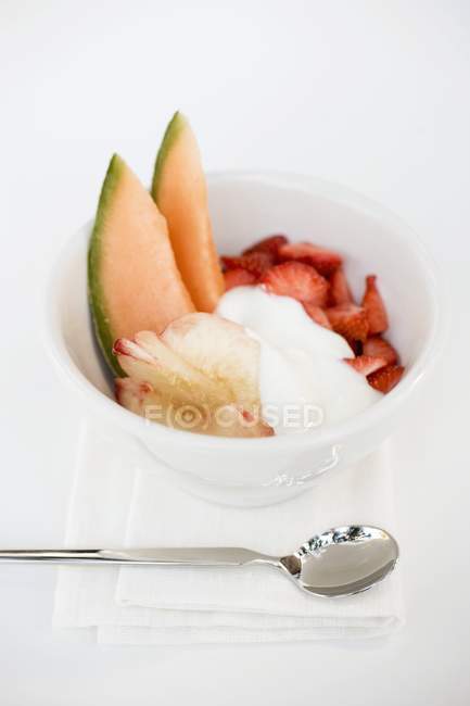 Fruit salad of peach — Stock Photo