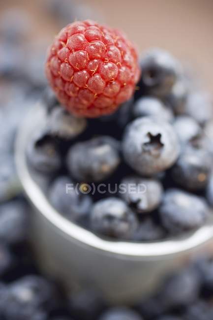 Fresh ripe raspberry and blueberries — Stock Photo