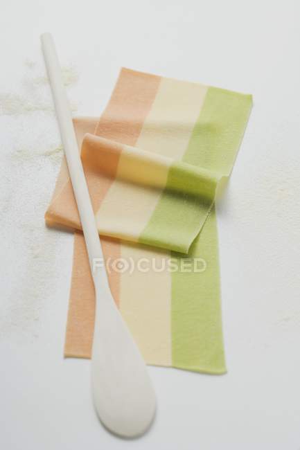 Hoja casera de lasaña de tres colores - foto de stock