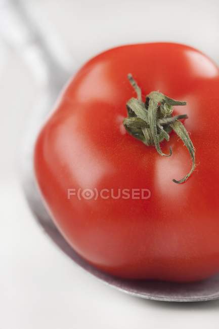 Tomate vermelho na colher — Fotografia de Stock