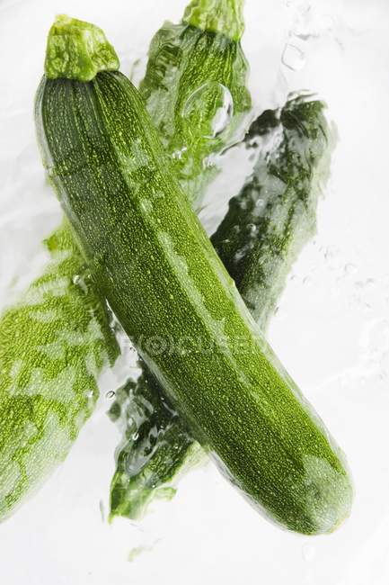 Grüne Zucchini im Wasser — Stockfoto