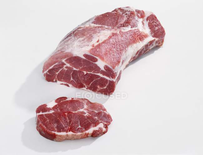 Raw Pork neck with slice — Stock Photo
