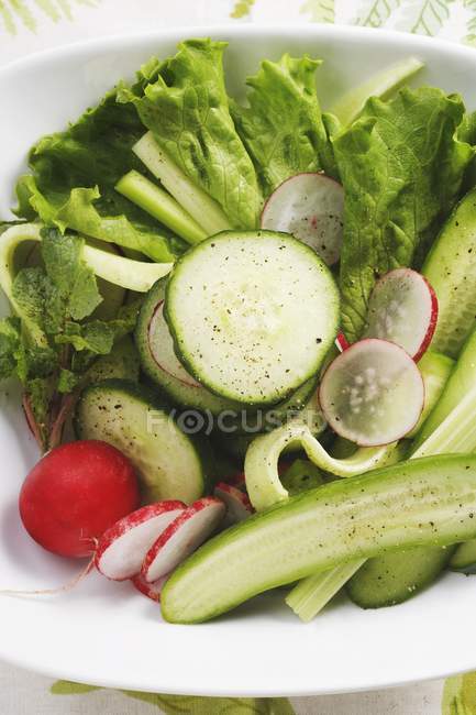 Salad with lettuce and radishes — Stock Photo