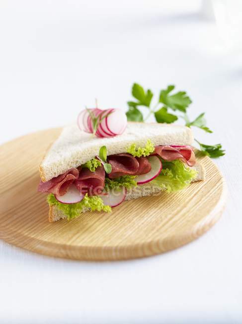 Lettuce and radish sandwich — Stock Photo