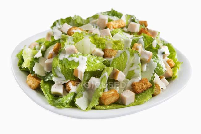 Salad with Romaine Lettuce and ham — Stock Photo