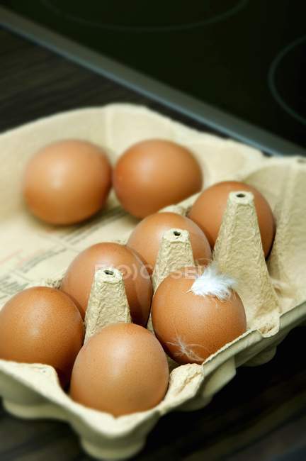 Hühnereier im Karton — Stockfoto