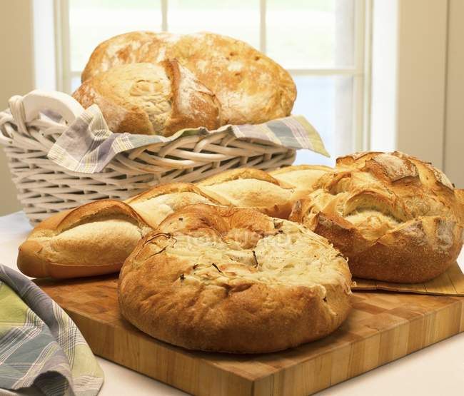 Baked Loaves of Crusty Bread — Stock Photo
