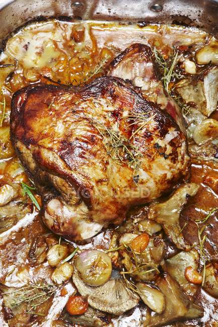 Roasted Knuckle of lamb with thyme — Stock Photo