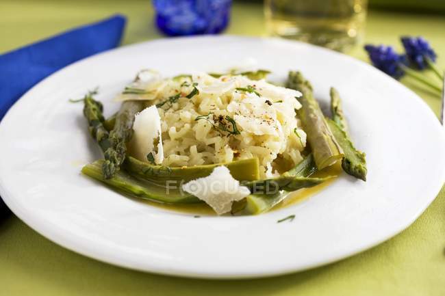 Asparagus risotto rice — Stock Photo