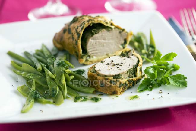 Pastry-wrapped pork fillet — Stock Photo