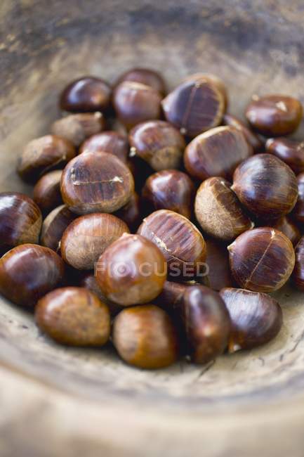 Several chestnuts in a bowl — Stock Photo