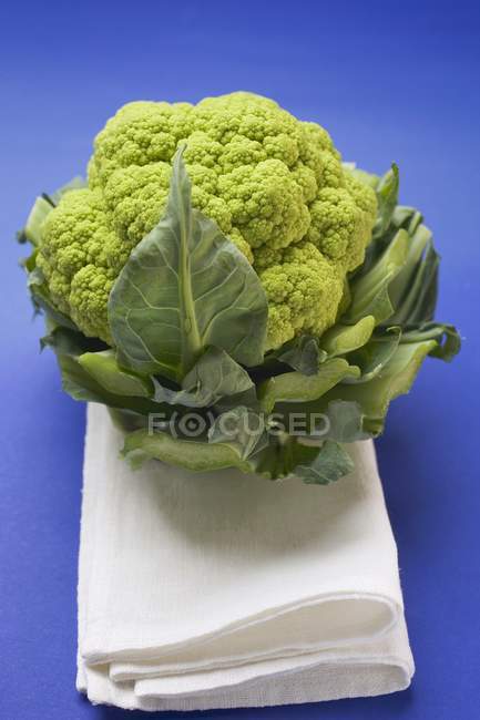 Green cauliflower on white cloth — Stock Photo