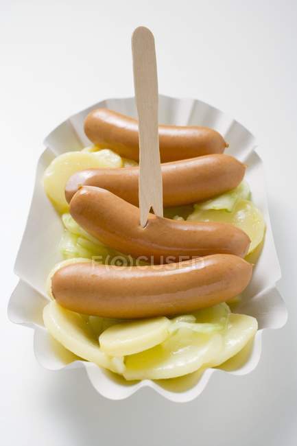 Frankfurters with potato salad — Stock Photo