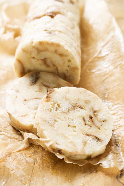 Closeup view of sliced Napkin dumpling on paper — Stock Photo
