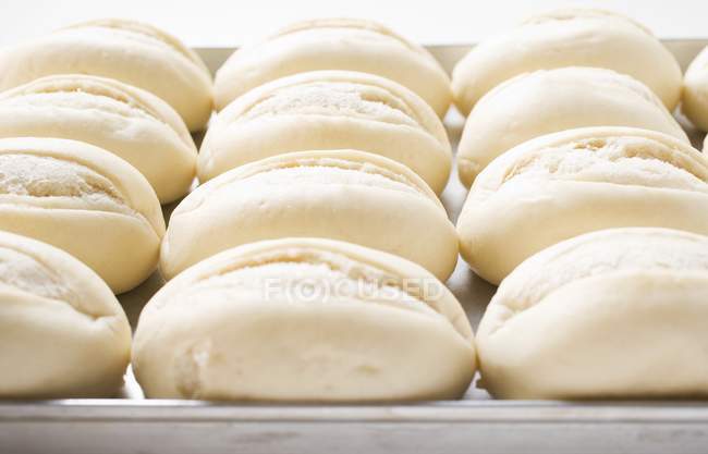 Unbaked baguette rolls — Stock Photo
