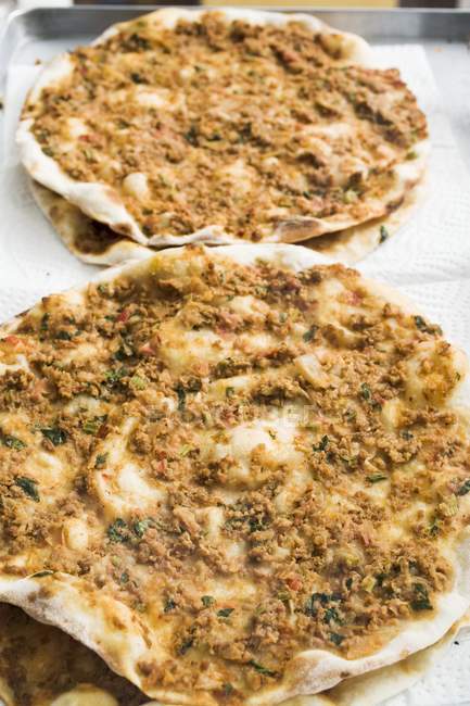 Turkish Pizzas with mince — Stock Photo