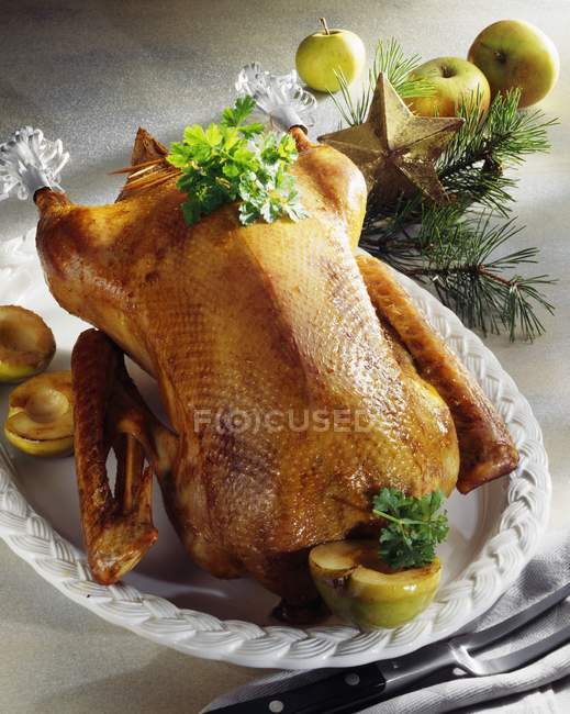 Roast goose with stuffing — Stock Photo