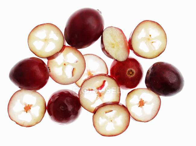 Fresh sliced Cranberries — Stock Photo