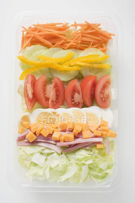 Овочі в пластиковому лотку — стокове фото