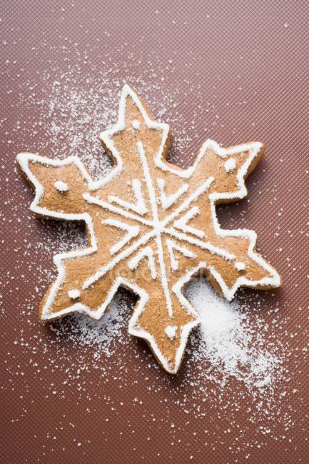 Gingerbread snowflake in sugar — Stock Photo