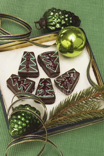 Chocolate biscuits for Christmas — Stock Photo