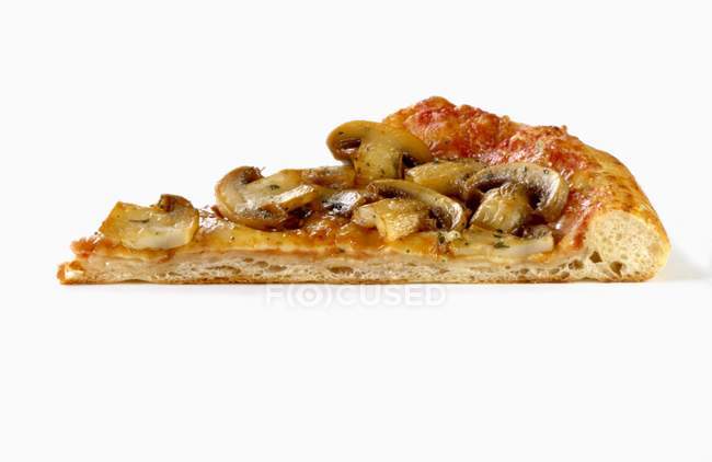 Piece of pizza with tomatoes and mushrooms — Stock Photo