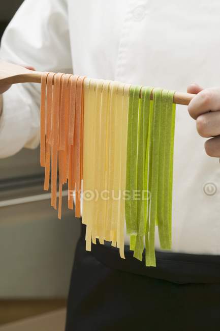 Colorful homemade ribbon pasta — Stock Photo