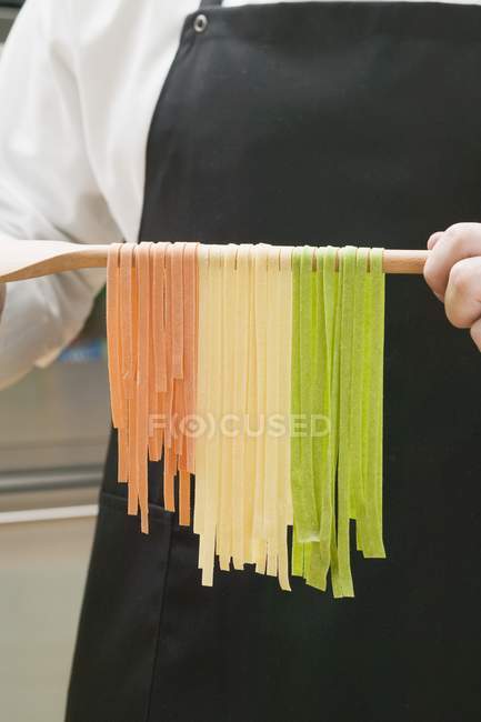 Colorful homemade ribbon pasta — Stock Photo