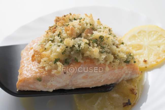 Gratin de filet de saumon cuit au four — Photo de stock