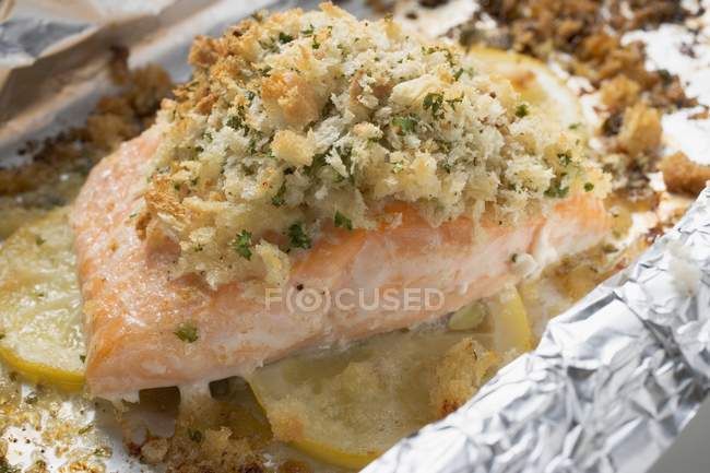 Salmon fillet gratin — Stock Photo