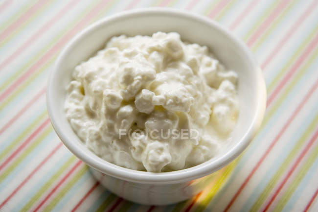 Cottage cheese in bowl — Stock Photo