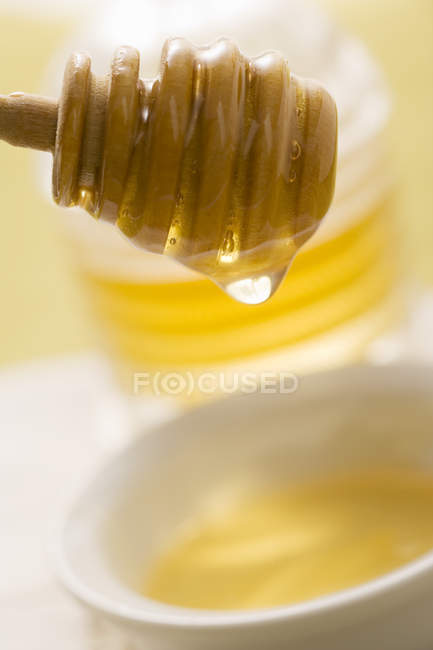 Osa de miel y cuencos - foto de stock