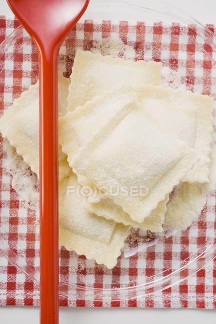 Homemade green ravioli pasta — Stock Photo