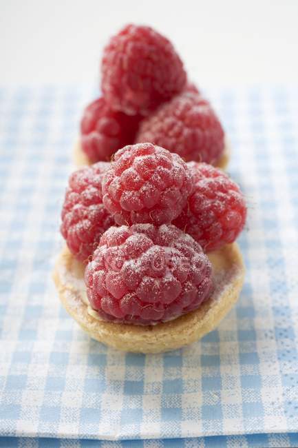 Small raspberry tarts — Stock Photo