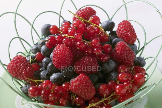 Mixed berries in basket — Stock Photo