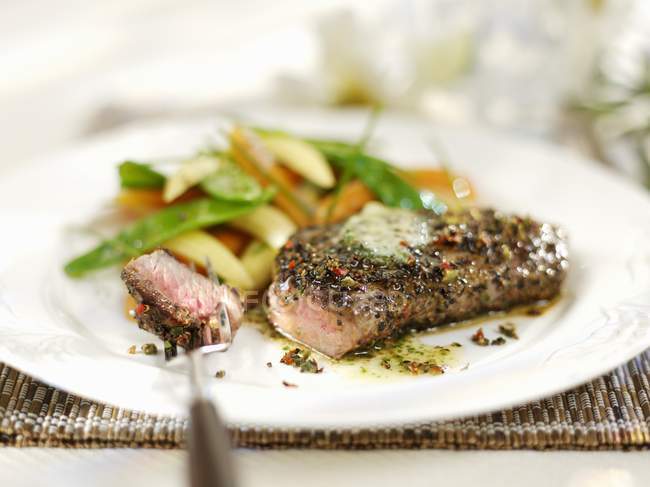 Grilled peppered steak — Stock Photo
