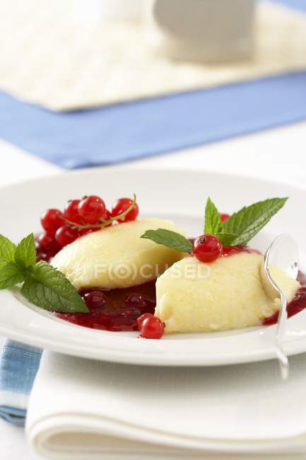 Crema bavarese con ribes rosso — Foto stock