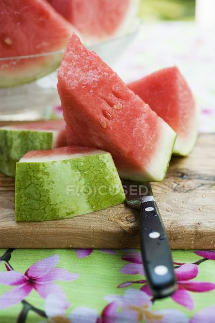 Cunhas de melancia madura fresca — Fotografia de Stock