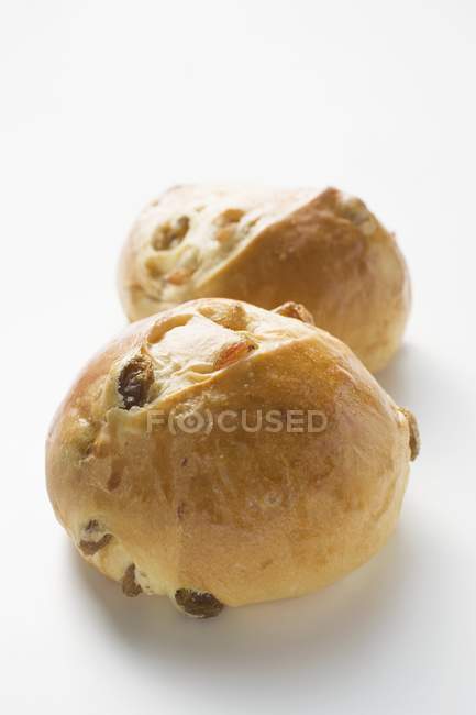 Baked raisin buns — Stock Photo