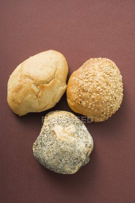 Three different bread rolls — Stock Photo