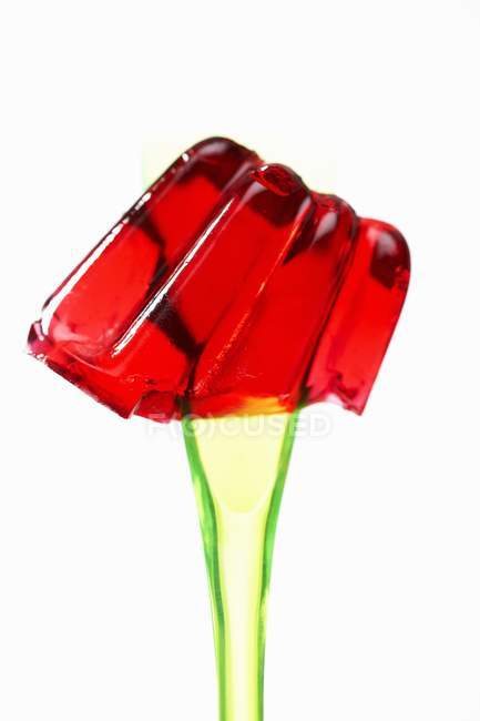 Cherry jelly on spoon — Stock Photo