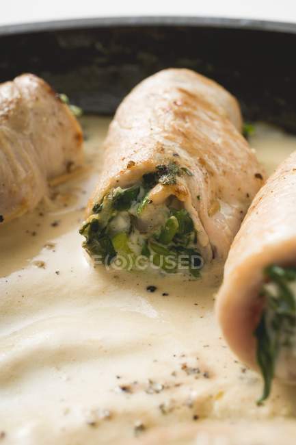Veal rolls with spinach — Stock Photo