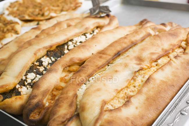 Turkish pizzas with cheese — Stock Photo