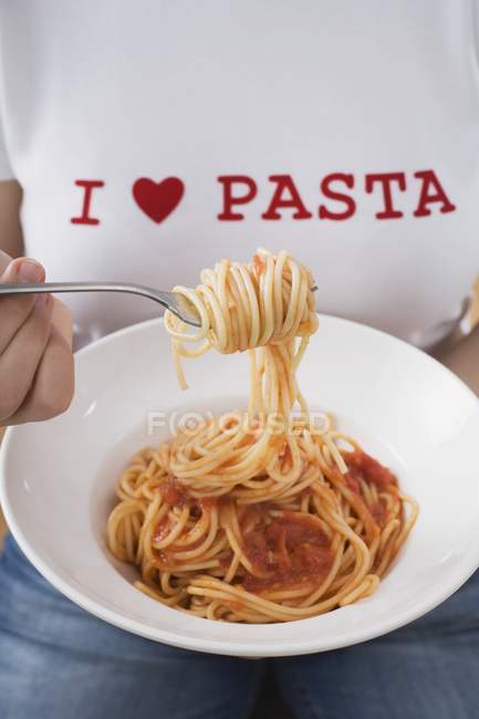 Spaghetti con sugo di pomodoro — Foto stock
