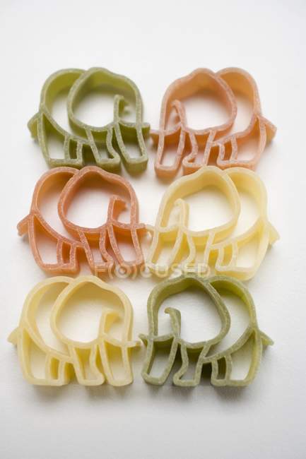 Coloured elephant-shaped pasta — Stock Photo