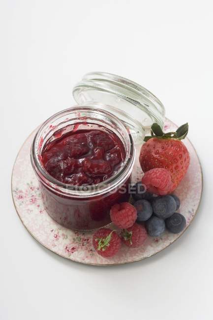 Jar of berry jam — Stock Photo