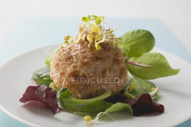 Meat patty with sproutsjpg — Stock Photo